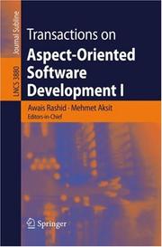 Cover of: Transactions on Aspect-Oriented Software Development I (Lecture Notes in Computer Science)