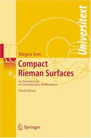 Cover of: Compact Riemann Surfaces by Jürgen Jost