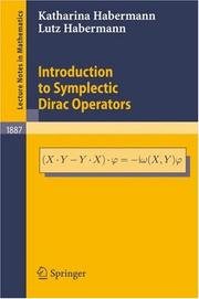 Cover of: Introduction to Symplectic Dirac Operators (Lecture Notes in Mathematics)