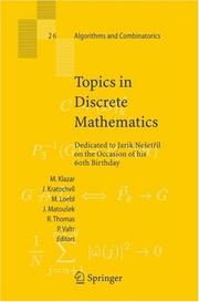 Cover of: Topics in Discrete Mathematics by 