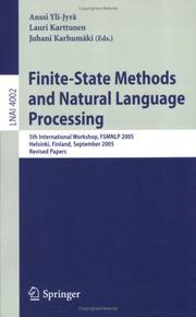 Cover of: Finite-State Methods and Natural Language Processing by 