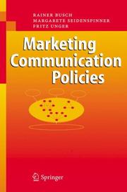 Cover of: Marketing Communication Policies