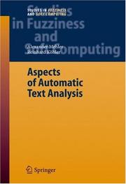 Cover of: Aspects of Automatic Text Analysis (Studies in Fuzziness and Soft Computing)