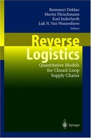 Cover of: Reverse Logistics: Quantitative Models for Closed-Loop Supply Chains