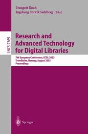 Research and advanced technology for digital libraries by ECDL 2003 (2003 Trondheim, Norway)