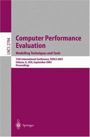 Cover of: Computer Performance Evaluations. Modelling Techniques and Tools by 