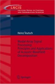 Cover of: Modal Array Signal Processing: Principles and Applications of Acoustic Wavefield Decomposition (Lecture Notes in Control and Information Sciences)