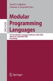 Modular programming languages by David Lightfoot, Clemens Szyperski