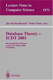 Cover of: Database Theory - ICDT 2001 by 
