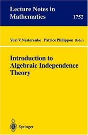 Cover of: Introduction to Algebraic Independence Theory (Lecture Notes in Mathematics)