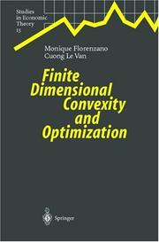 Cover of: Finite Dimensional Convexity and Optimization (Studies in Economic Theory)