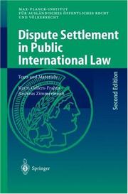 Cover of: Dispute settlement in public international law: texts and materials