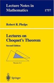Cover of: Lectures on Choquet's theorem