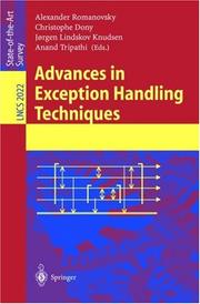 Cover of: Advances in Exception Handling Techniques (Lecture Notes in Computer Science)