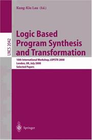 Cover of: Logic Based Program Synthesis & Transformation