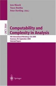Cover of: Computability & Complexity in Analysis by 