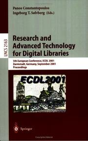 Cover of: Research and advanced technology for digital librairies | ECDL 2001 (2001 Darmstadt, Germany)