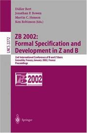 ZB 2002: formal specification and development in Z and B by International Conference of B and Z Users (2nd 2002 Grenoble, France)