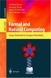 Cover of: Formal and Natural Computing: Essays Dedicated to Grzegorz Rozenberg (Lecture Notes in Computer Science)