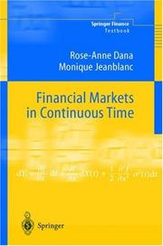 Cover of: Financial Markets in Continuous Time