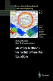 Cover of: Meshfree Methods for Partial Differential Equations (Lecture Notes in Computational Science and Engineering)