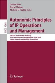 Cover of: Autonomic Principles of IP Operations and Management by 