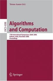 Cover of: Algorithms and Computation by Tetsuo Asano