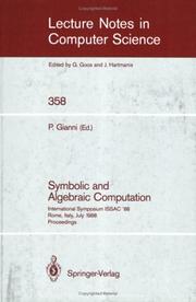 Cover of: Symbolic and Algebraic Computation | Patrizia Gianni