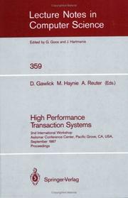 Cover of: High Performance Transaction Systems: 2nd International Workshop, Asilomar Conference Center, Pacific Grove, CA, USA, September 28-30, 1987. Proceedings (Lecture Notes in Computer Science)