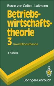 Cover of: Betriebswirtschaftstheorie 3: Band 3: Investitionstheorie (Springer-Lehrbuch)