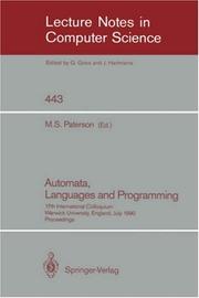 Cover of: Automata, Languages and Programming | Michael S. Paterson