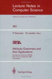 Cover of: Attribute grammars and their applications: international conference WAGA, Paris, France, September 19-21, 1990 : proceedings