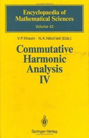 Cover of: Commutative Harmonic Analysis IV: Harmonic Analysis in Rn (Encyclopaedia of Mathematical Sciences)