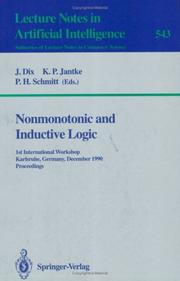 Cover of: Nonmonotonic and inductive logic | 