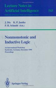 Cover of: Nonmonotonic and Inductive Logic by 