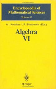 Cover of: Algebra VI: Combinatorial and Asymptotic Methods of Algebra. Nonassociative Structures (Encyclopaedia of Mathematical Sciences)