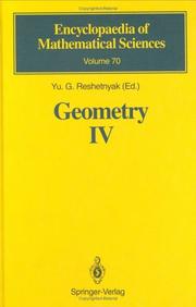 Cover of: Geometry IV: Non-regular Riemannian Geometry (Encyclopaedia of Mathematical Sciences)