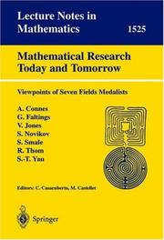 Cover of: Mathematical research today and tomorrow by editors C. Casacuberta, M. Castellet.