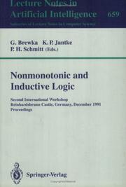 Cover of: Nonmonotonic and Inductive Logic | 