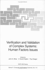 Cover of: Verification and validation of complex systems: human factors issues