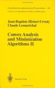 Cover of: Convex analysis and minimization algorithms