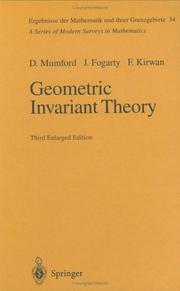 Cover of: Geometric Invariant Theory (Ergebnisse der Mathematik und ihrer Grenzgebiete. 2. Folge)