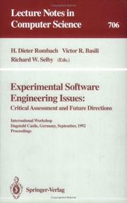 Cover of: Experimental Software Engineering Issues:: Critical Assessment and Future Directions. International Workshop, Dagstuhl Castle, Germany, September 14-18, ... (Lecture Notes in Computer Science)