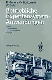 Cover of: Betriebliche Expertensystem-Anwendungen by Peter Mertens