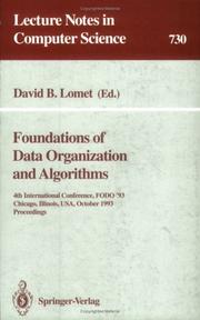 Cover of: Foundations of data organization and algorithms by International Conference FODO