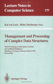 Cover of: Management and Processing of Complex Data Structures | 