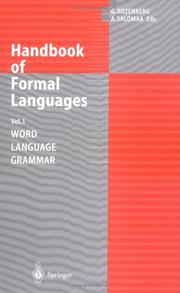 Cover of: Handbook of Formal Languages: Volume 1. Word, Language, Grammar