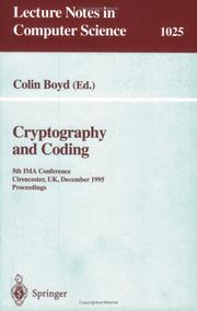 Cover of: Cryptography and Coding: Fifth IMA Conference; Cirencester, UK, December 1995. Proceedings (Lecture Notes in Computer Science)