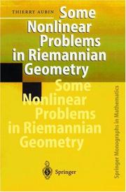 Cover of: Some nonlinear problems in Riemannian geometry