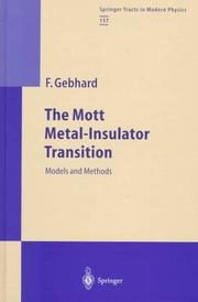 Cover of: The mott metal-insulator transition: models and methods